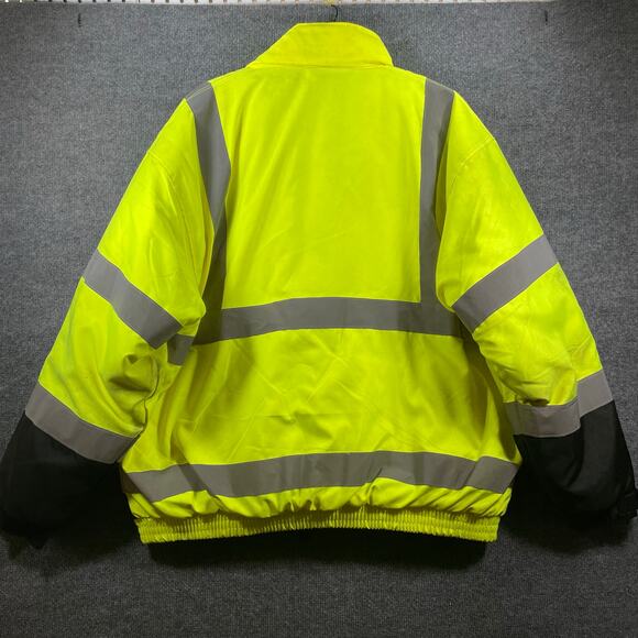 Utility Pro Premium High Vis Bomber Jacket Men's XXL Yellow Removable Fleece - Picture 12 of 13